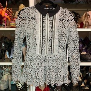 New Self Portrait 3D Floral Guipure Top UK6/US2